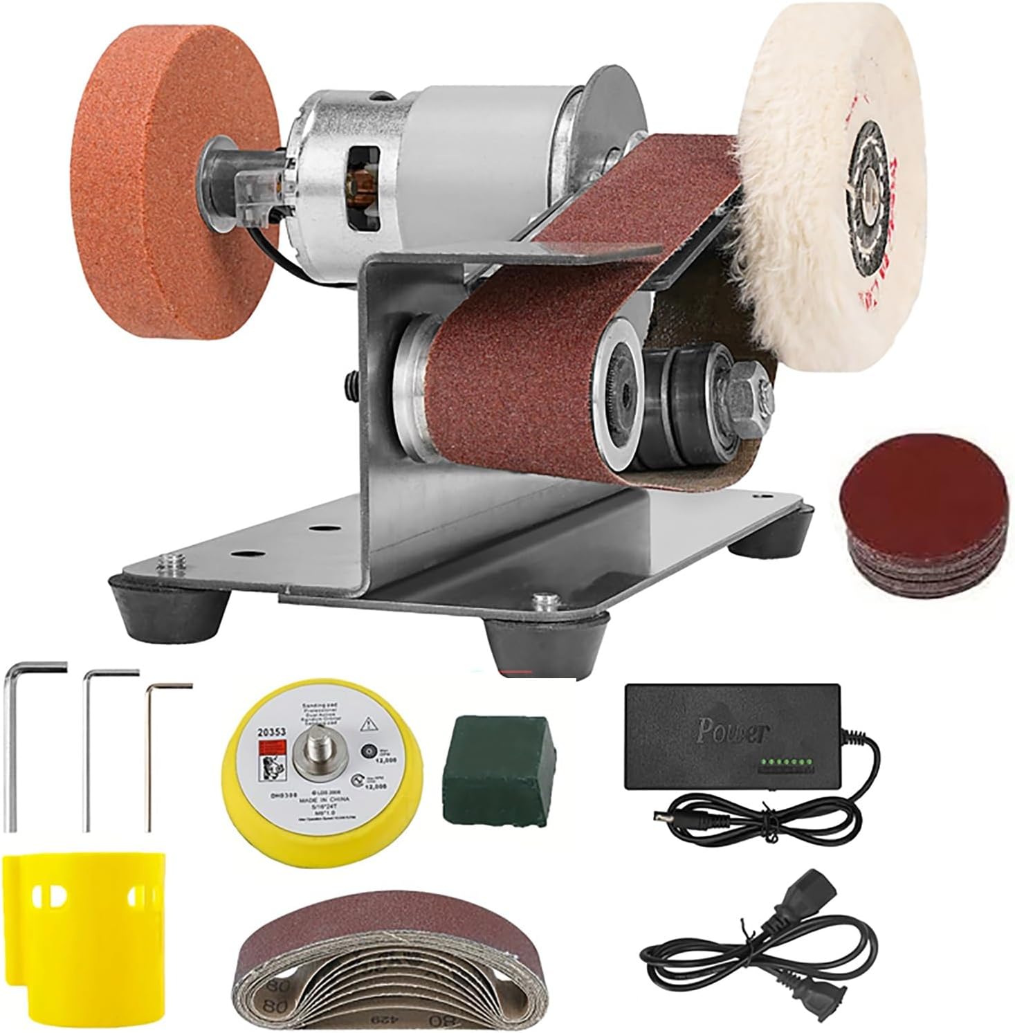 Mini Belt Sander, Multifunctional Electric Knife and Tool Sharpener, Bench Grinder Sanding Machine, 7 Adjustable Speed Buffer Polisher for Metal Wood DIY Handcraft, Knife Sharpening