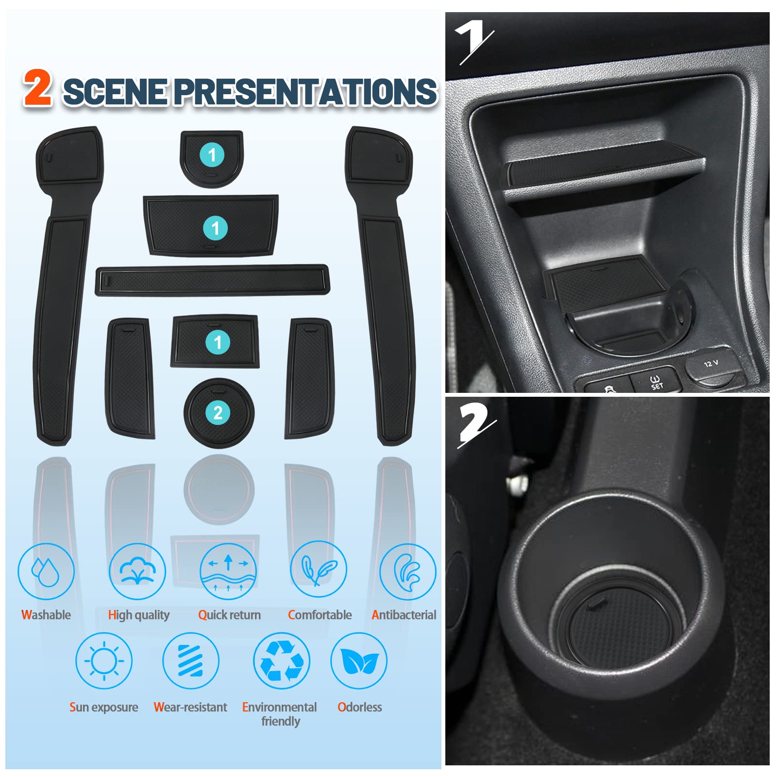 Mossa Tappetini In Gomma Per VW Volkswagen Up! (2011-2023) – Set Da 4 Pezzi Neri, Antiscivolo Con Bordi Rialzati, Modello Hatchback