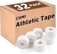 CHMI Athletic Tape 32 Pack - 320 Yards White Sports Tape, Easy Tear No Residue, Medical Grade for Gymnastics Climbing Injuries (1.5 Inch Wide)