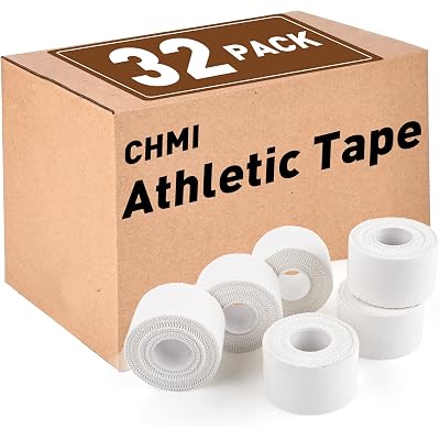 CHMI Athletic Tape,White Sports Tape (32 Pack), 320 Yards Rolls Very Strong Easy Tear NO Sticky Residue Best Tape for Gymnastics Climbing Bat Injuries Medical (1.5 Inch X 320 Yards).