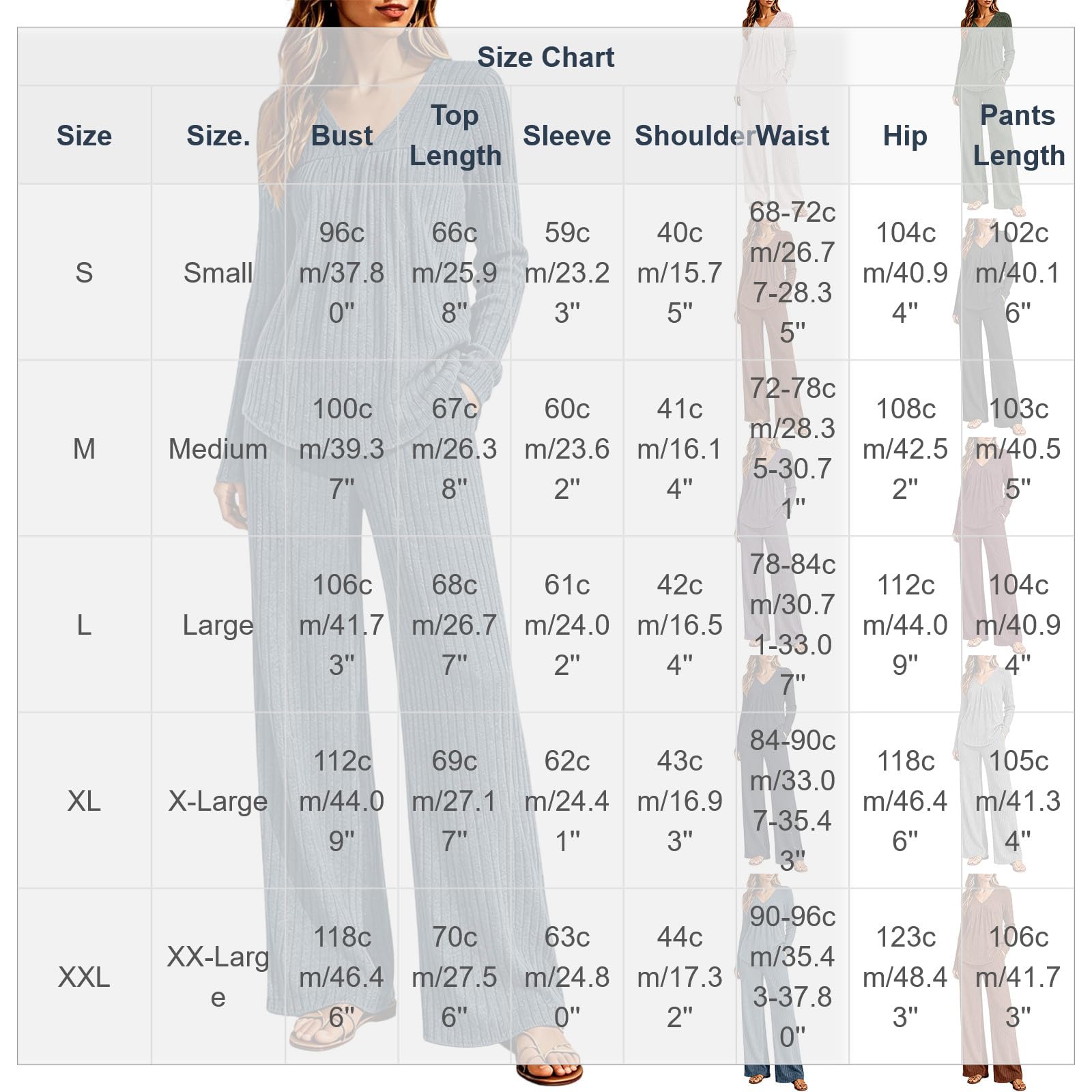 LUCKME Conjunto Punto Mujer 2 Piezas Jersey Manga Larga y Pantalones Anchos