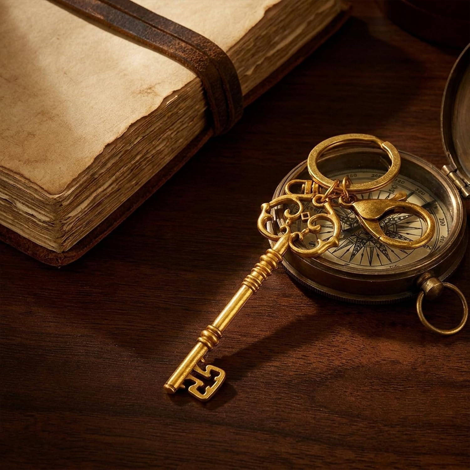 Vintage Skeleton Key Keychains, Antique Decor Keyring Charms Accessories image 3