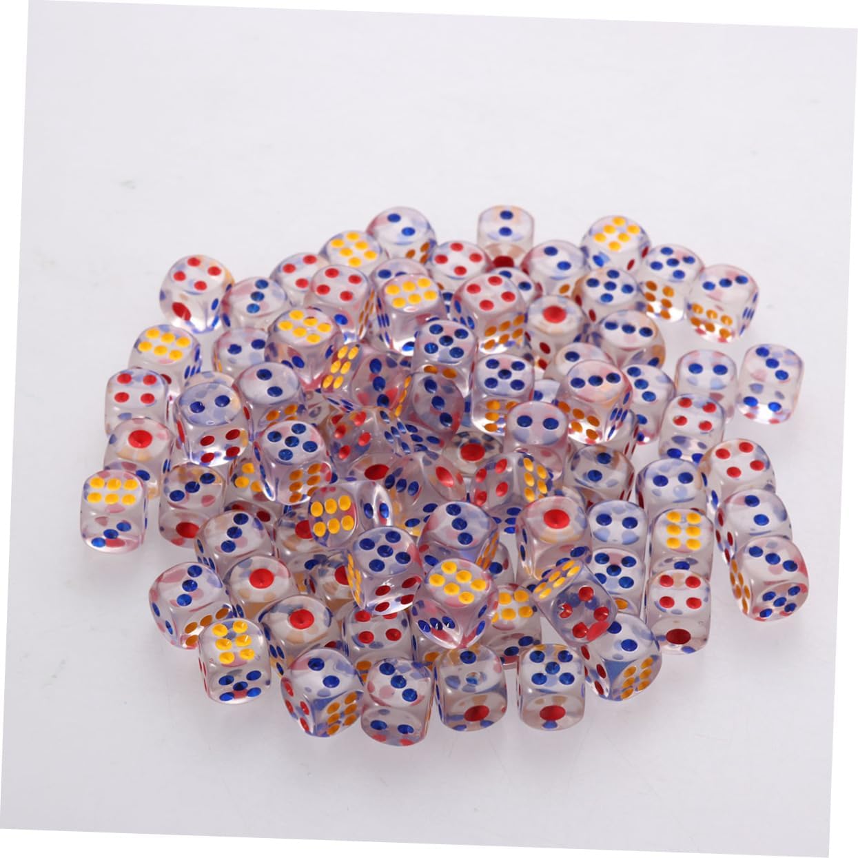 Acrylic Gaming Dice 100 Pcs #15 6 Sided Rounded Corner | Acrylic, Easy Rolling Design, for Gaming and Party Use, Bulk Pack 100 Pieces