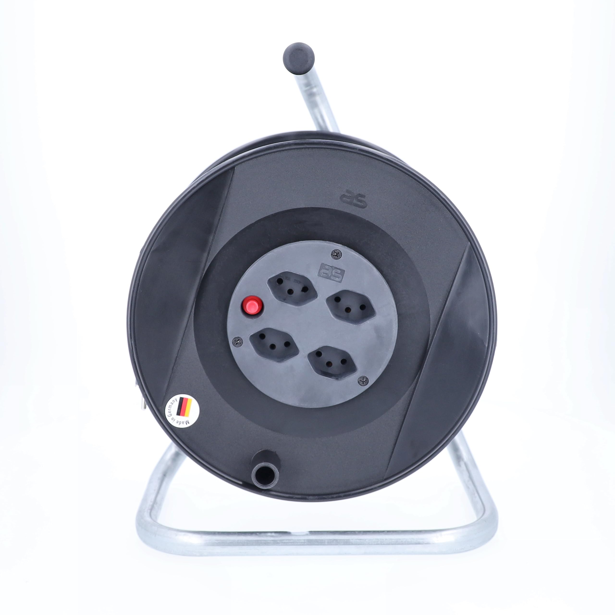 as - Schwabe avvolgicavo 50 m H05VV-F 3G1,5, Interno IP20, 4 prese SEV Tipo 13, interruttore termico di protezione, Made in Germany