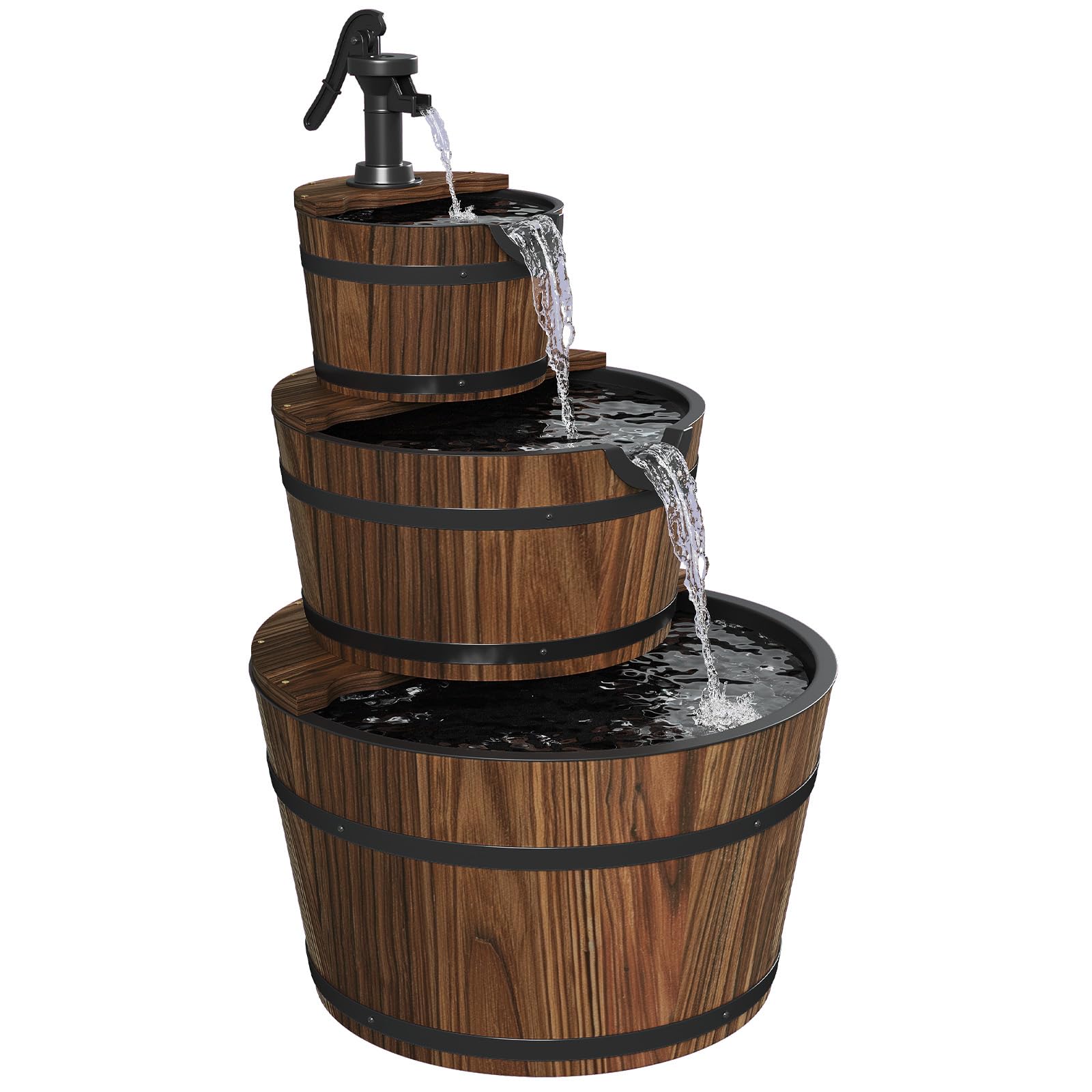 Aoxun Wood Barrel Fountain