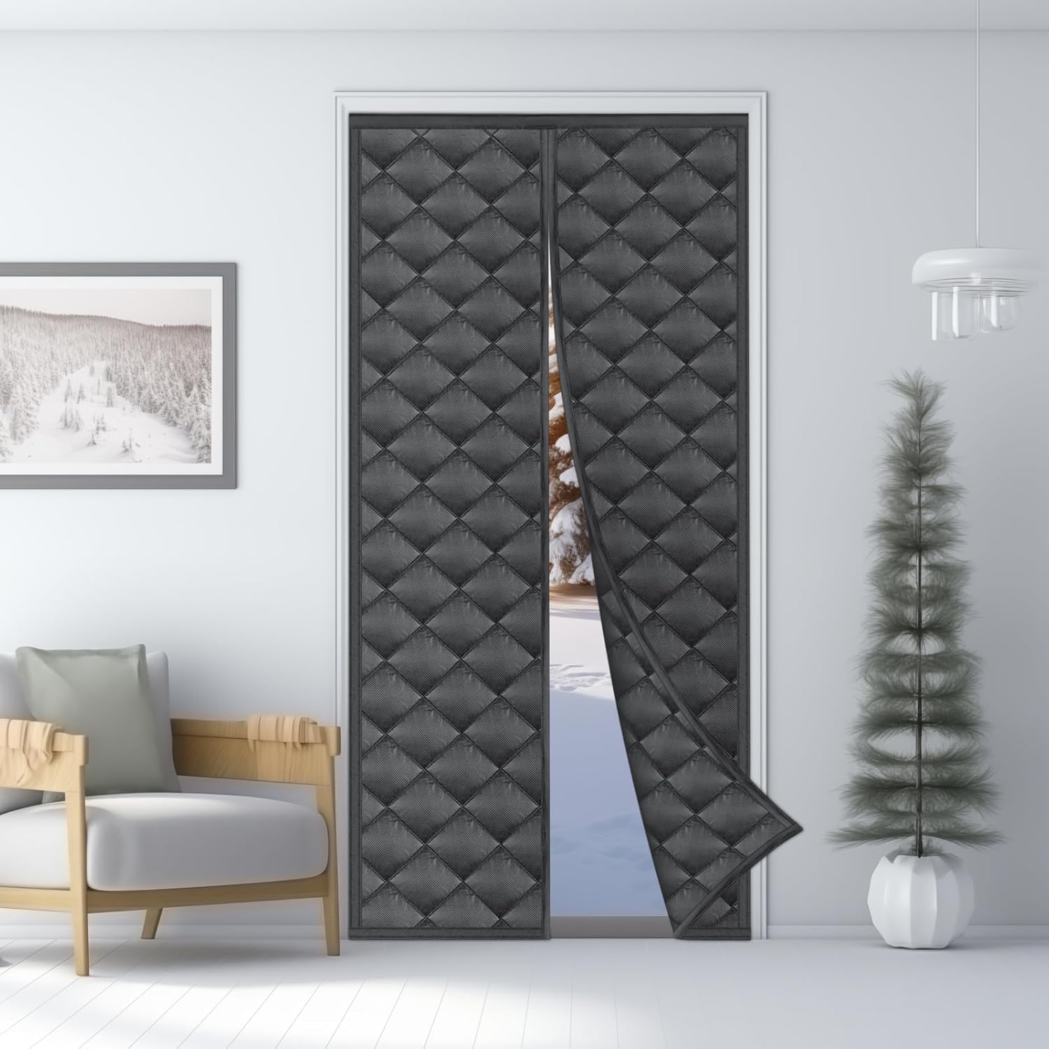 Magnetic Thermal Door Curtain 80x200cm | Heavy Duty Winter Draft Stopper | Waterproof, No Drill Needed