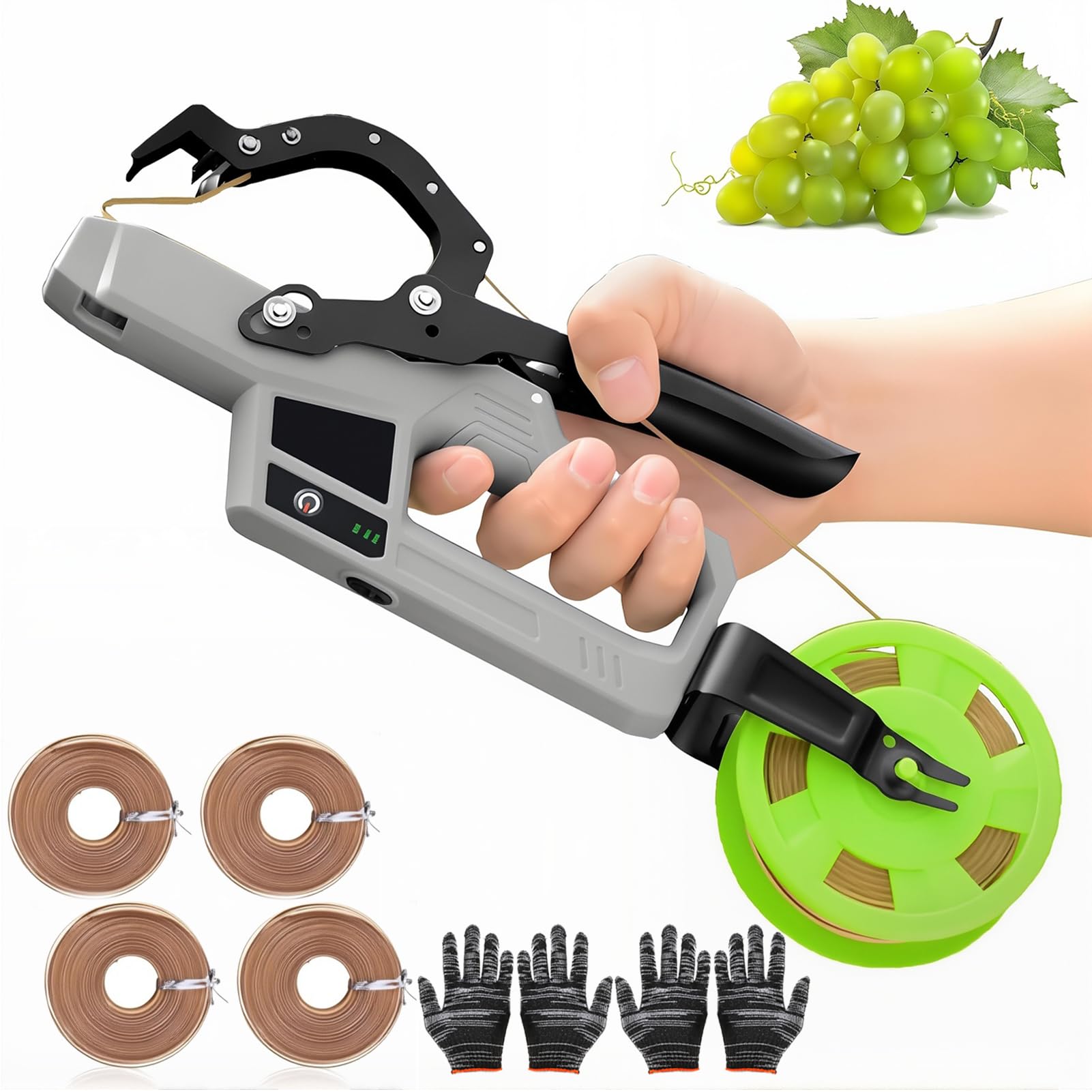 Legatrice elettrica senza fili, con filo di legatura per giardino e vigneto, diametro massimo 45 mm, per uva, lamponi e pomodori