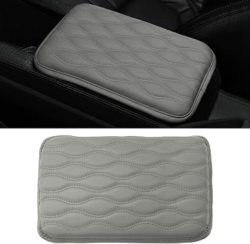 Car Center Console Pad, 12.6"9.8" Comfortable PU Leather Car Armrest Seat Box Cushion Pad, Thickened Waterproof Vehicle Arm Rest Cover Protector, Universal Interior Car Accessories Gray