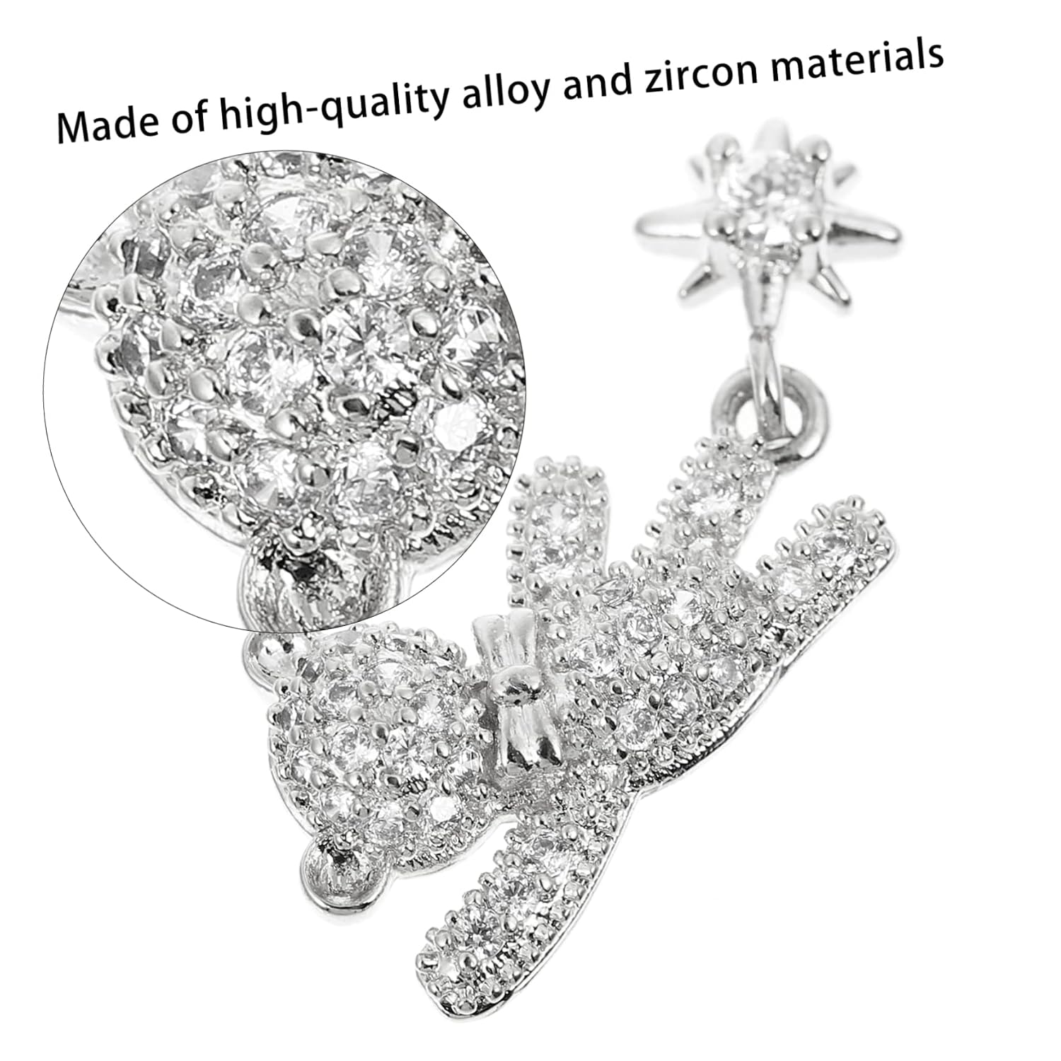 Mikinona 5Pcs Kawaii Bow Nail Art Charms Cute Glitter Rhinestone Nail Studs for Manicure Decoration Bear Shaped Design for DIY Designs