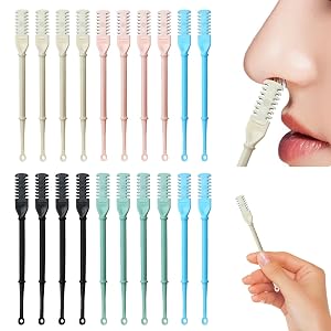 G GENLEAS 20 Pcs 2-in-1 Manual Rotary Nasal Hair Trimmer with Ear Picker 2024 New Portable Nose Hair
