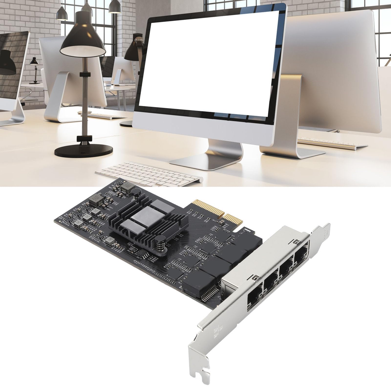 Dpofirs Wydajny Adapter Interfejsu Karty Sieciowej PCIe 2,5 Gb z 4 Portami RJ45 dla Serwera, Chip RTL8125BG, Karta Sieciowa Ethernet 2500 Mbps [/] PCI Express