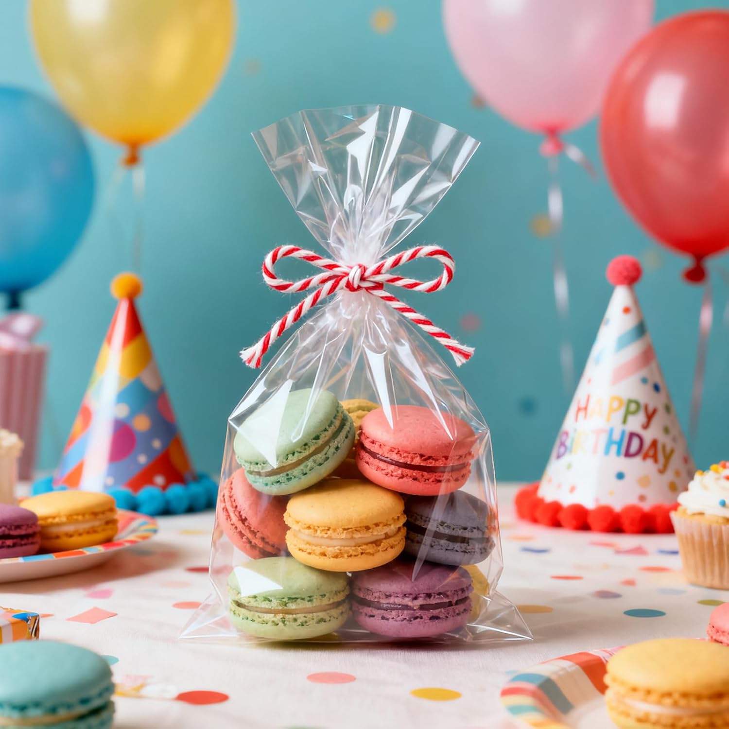 Yuervson Clear Cellophane Treat Bags with Twist Ties 6x10 Inch, 100 Pack Transparent Individual Plastic Cookie Bags Small Cello Gift Candy Bag for Party Favors Goodie Cookies Bakery - Image 4