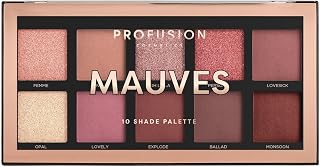 Profusion Cosmetics Mauves 10 Shade Eyeshadow Palette (blendable multi-finish neutrals and dusty rose to plummy hues)
