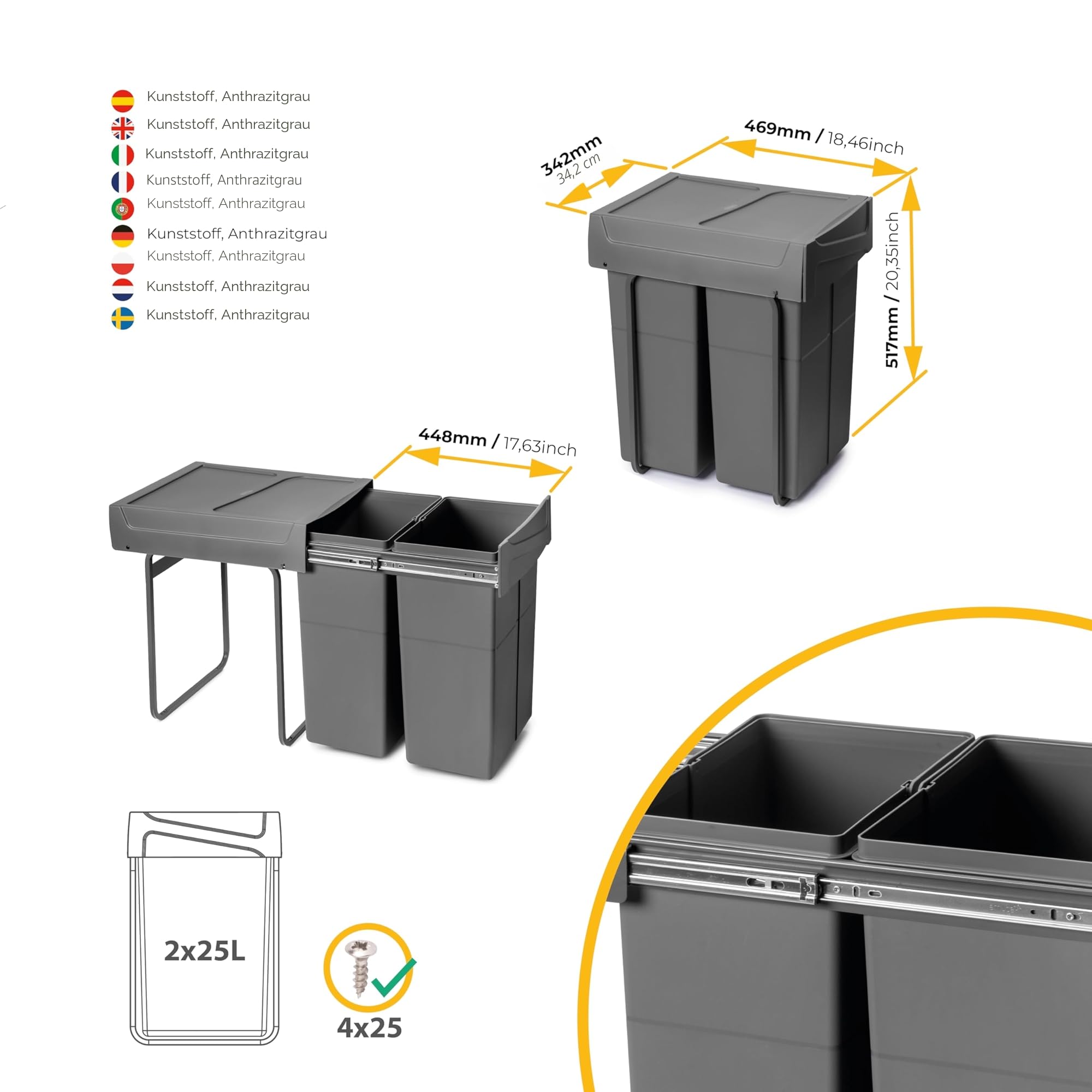 Emuca - Recycling-Behälter für die Küche – Bild 2