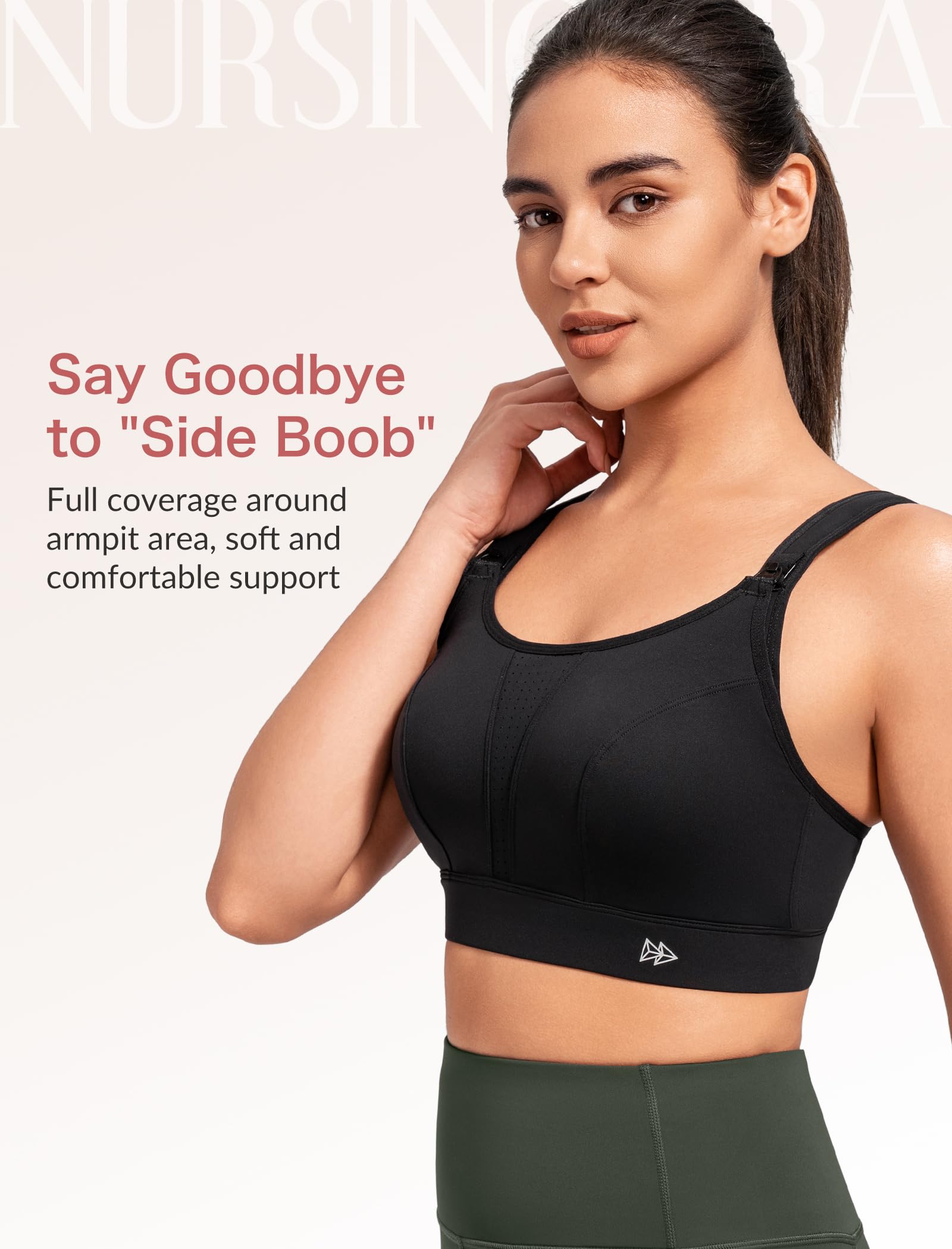 Yvette Soutien-gorge de sport d'allaitement pour l'allaitement, soutien-gorge de maternité rembourré sans fil pour la grossesse