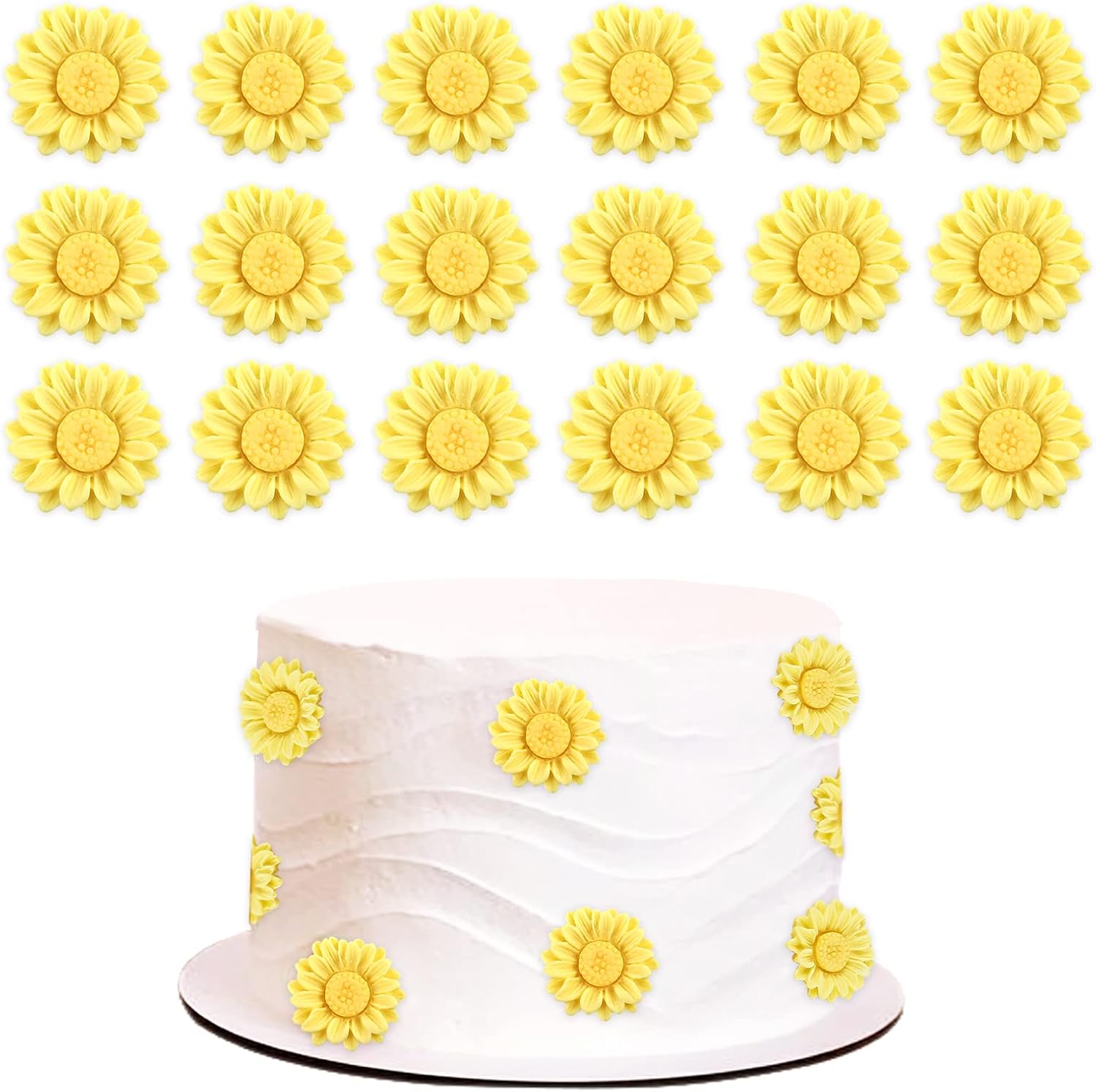 Keaziu 25 Pack Sunflower Cupcake Toppers Sunflower Resin