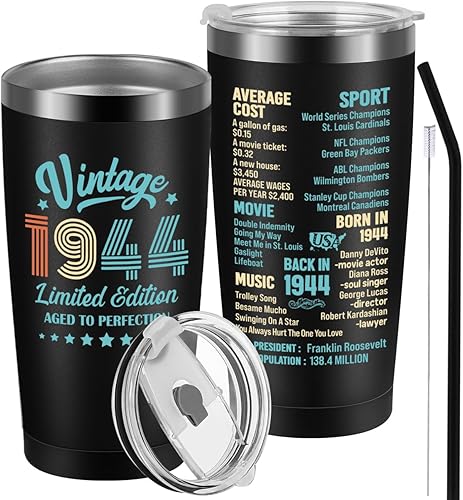 Miniatura 1 de Henghere Regalos de cumpleaños número 80 para hombres y mujeres, regalo de cumpleaños de 80 años para él y ella, regalo de 80 cumpleaños de 1944,