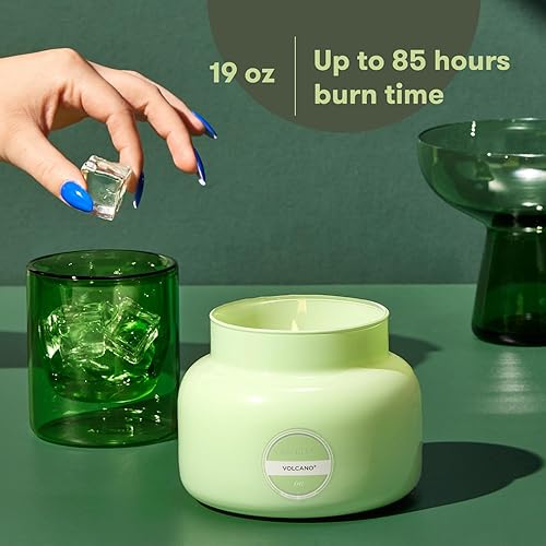 Vista 47 de Vela azul Capri - 19 onzas - Volcán., frasco, Chicle Chicle,Aqua,Blanco,Azul,Lavanda,Verde Matcha Helado,Negro