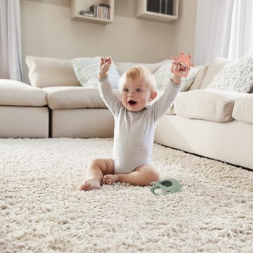 Miniatura 4 de Paquete de 3 juguetes de dentición para bebés de más de 3 meses, manoplas de dentición de silicona para bebés, mordedores de muñeca anticaídas,
