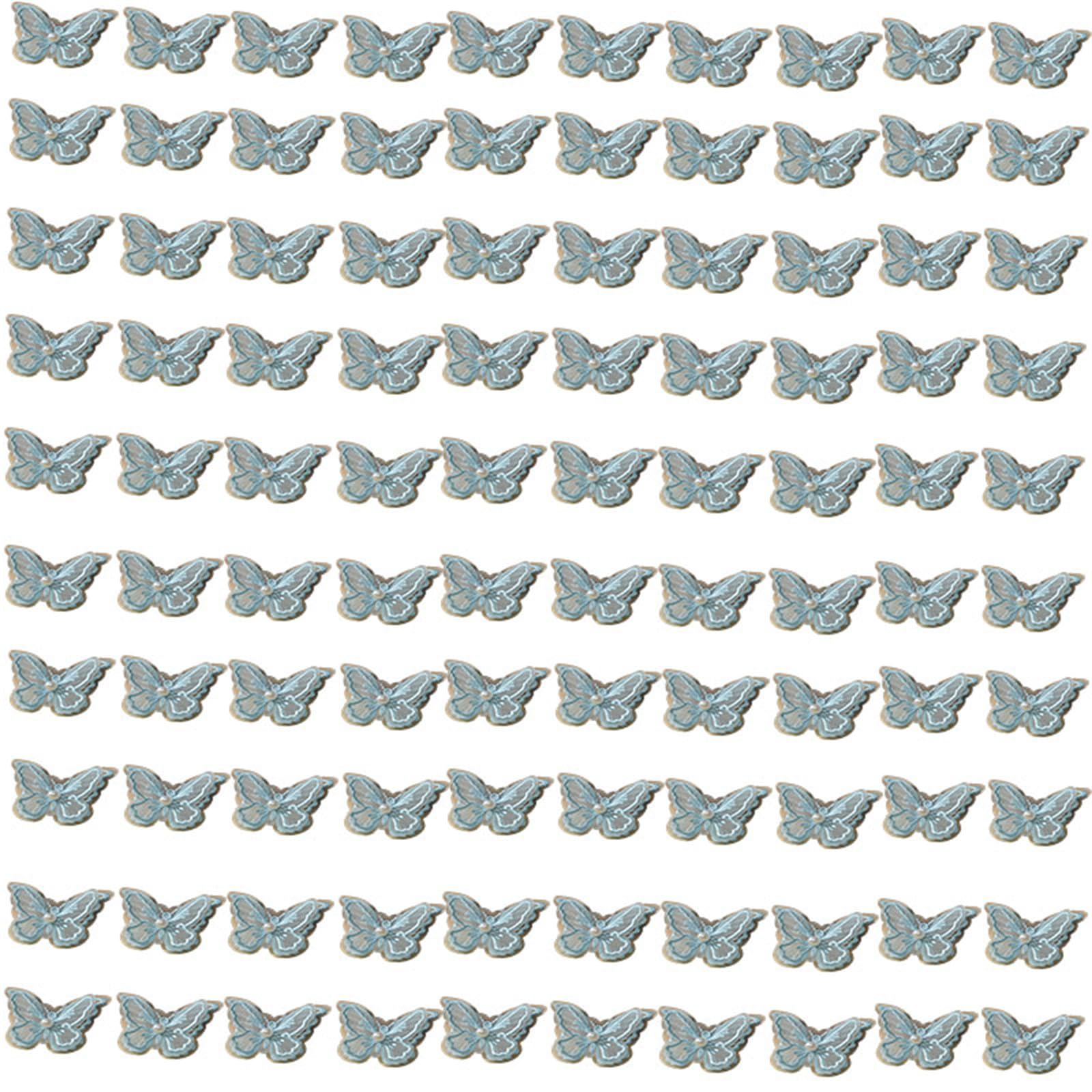 Tsophreniq Beautiful 2 Layer Fabric Butterfly Embellishments with Pearls Detail for Creative Designs Home Decoration Sewing Accessory