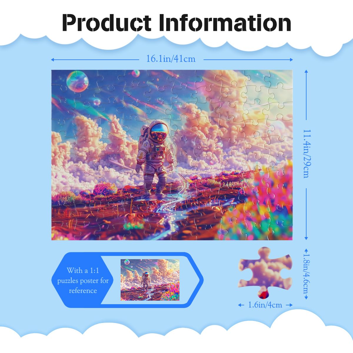 100 Piece Jigsaw Puzzle for Adult Astronaut Jigsaw Puzzles Gift for Children Boys Girls Beginner, Black, Dark Blue - Image 3