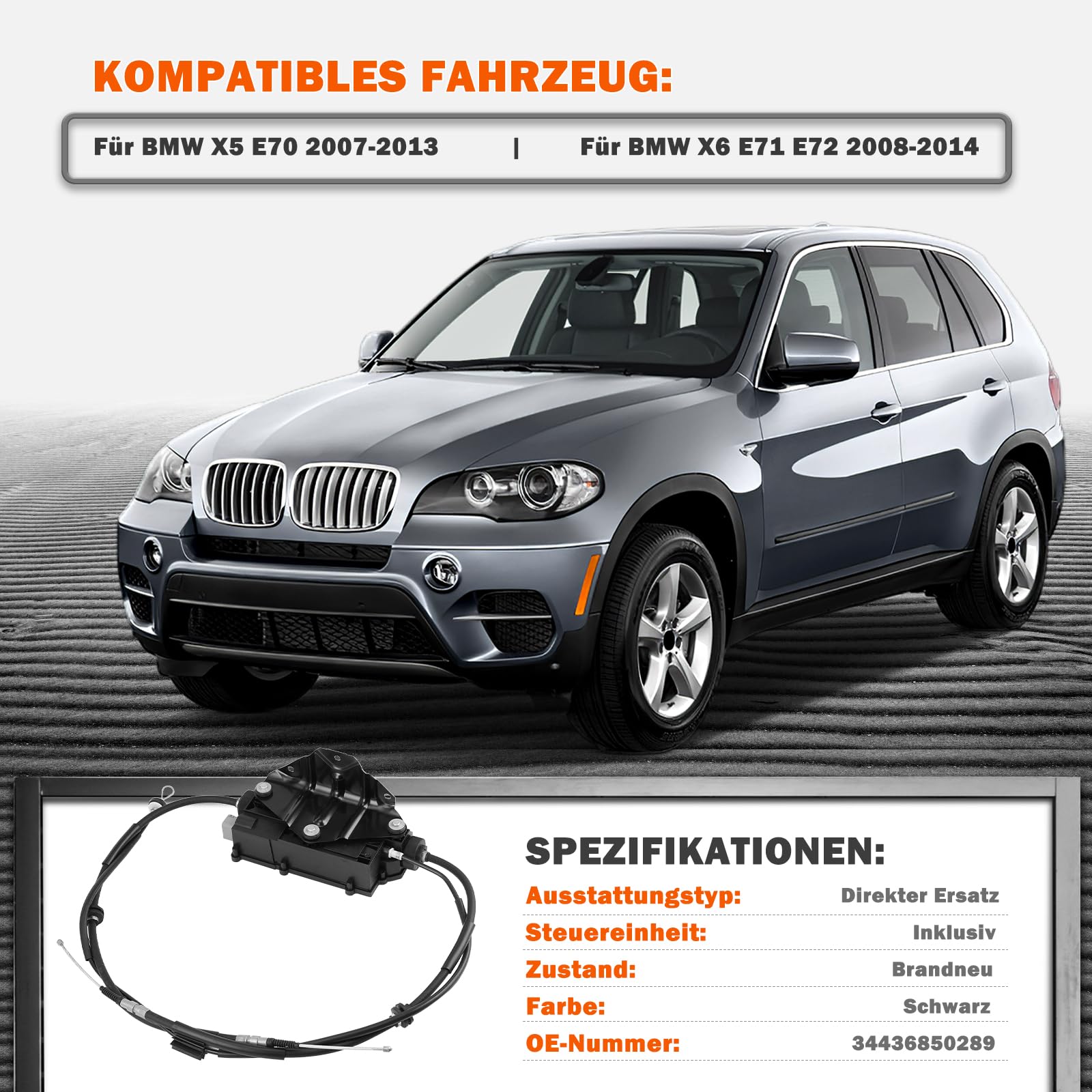Elektrische Feststellbremse Handbremsaktor Steuereinheit Kompatibel mit BMW X5 X6 E70 E71 E72 34436850289 34436779451