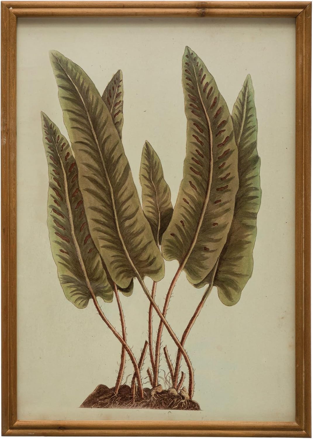 Botanical Green Leaf Print on Canvas with Wood Frame