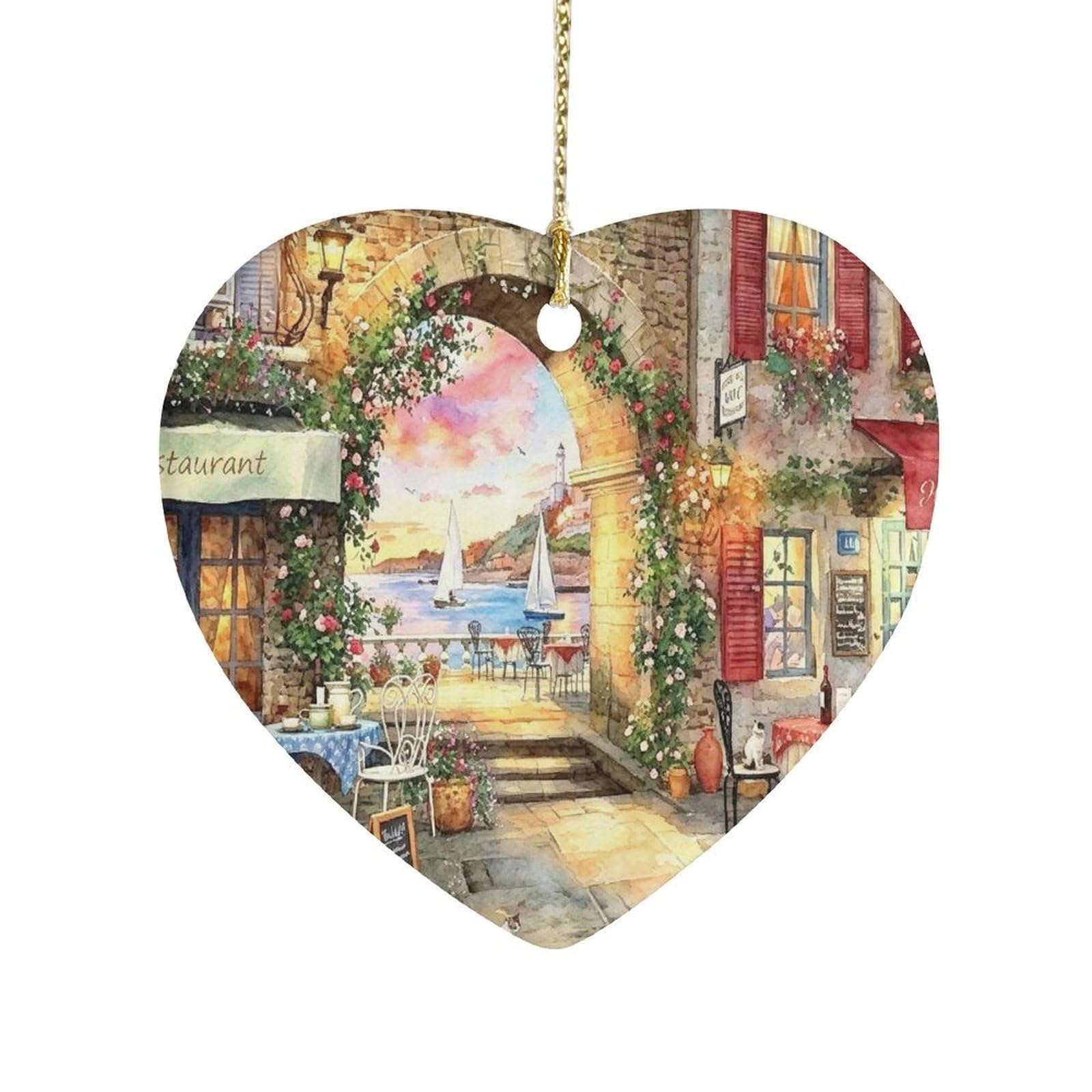 Fekiloot Style Coastal Architecture Ceramic Ornament Home Decor Keepsake