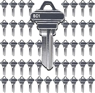 Premium Brass SC1 Key Blanks, 5 Pin C SC1 Keyway, Nickel Plated Surface, Uncut Blank Keys, Pack of 50