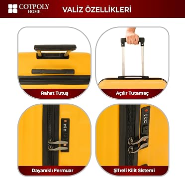 COTPOLY Babil Büyük Boy Valiz, ABS Valiz, Darbeye Dayanıklı Bavul (Büyük)