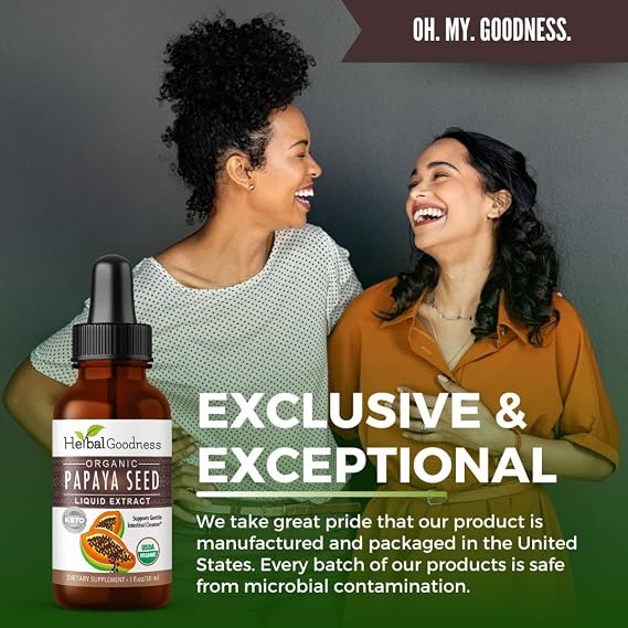 Herbal Goodness Organic Papaya Seeds Extract Liquid 1oz, Digestive Enzymes