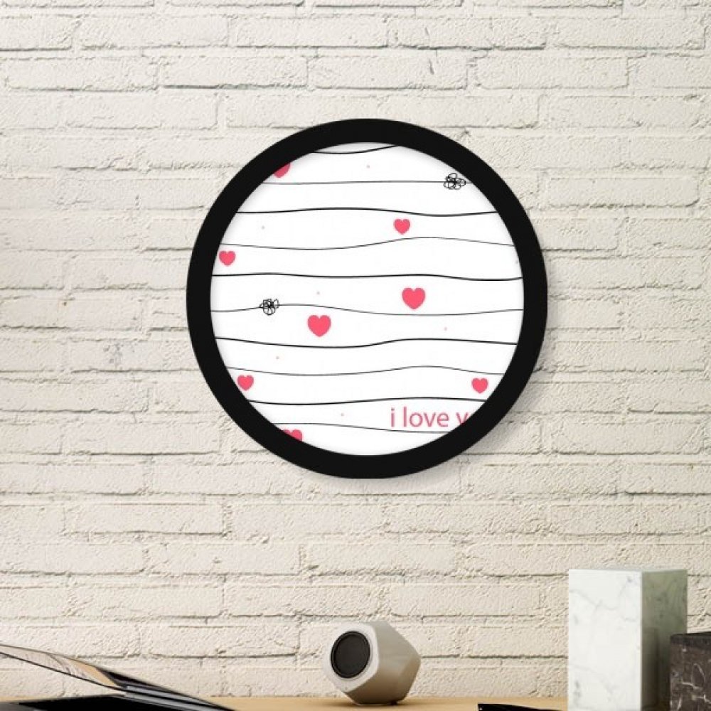 Cadre photo noir rond à motif simple de nœud et croquis de cœur rose DIYthinker