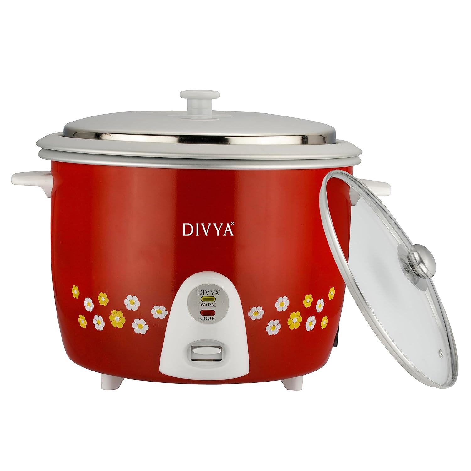 Buy DIVYA 2.8 Litres Red Double Pot Double Lid Drum Rice Cooker 1000