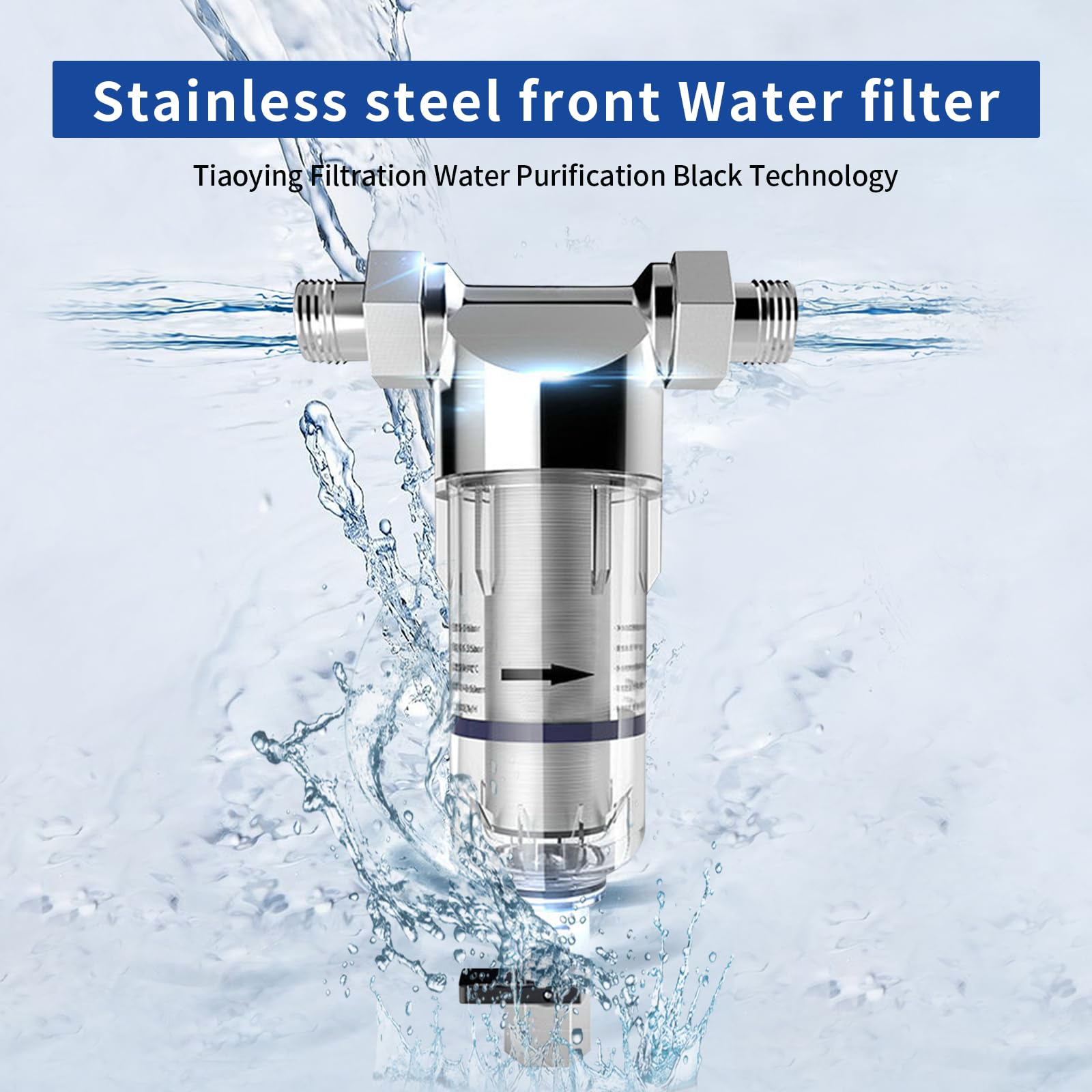 Filtro fine lavabile riutilizzabile, filtro acqua pozzo 3/4" sedimentario prefiltro, 3000 liters_per_hour, sotto il lavandino, filtra 40 micron, 1,5 16 kpa, 2 40 ℃
