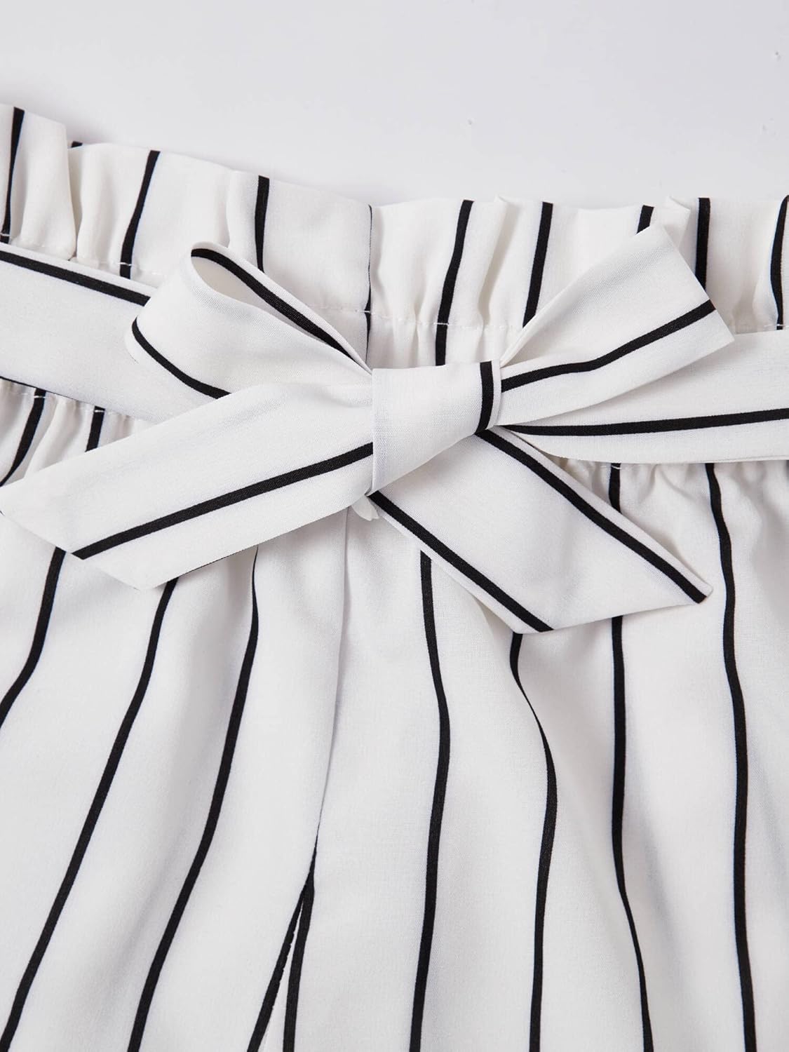 OYOANGLE Girl's 2 Piece Outfits Summer Tie Knot Tank Top and Paperbag Waist Striped Shorts Set - Image 5