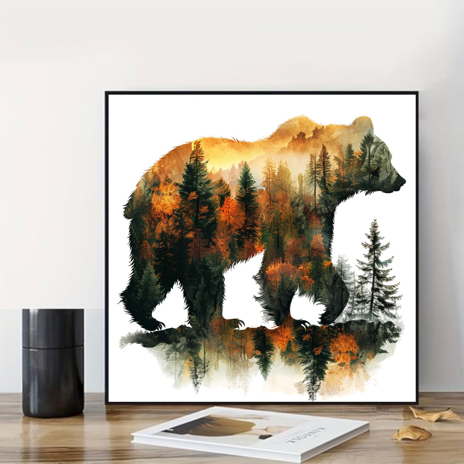 Forest Bear Diamond Painting Kit - 5D Round Full Drill 12x16 Inch DIY Art For Adults