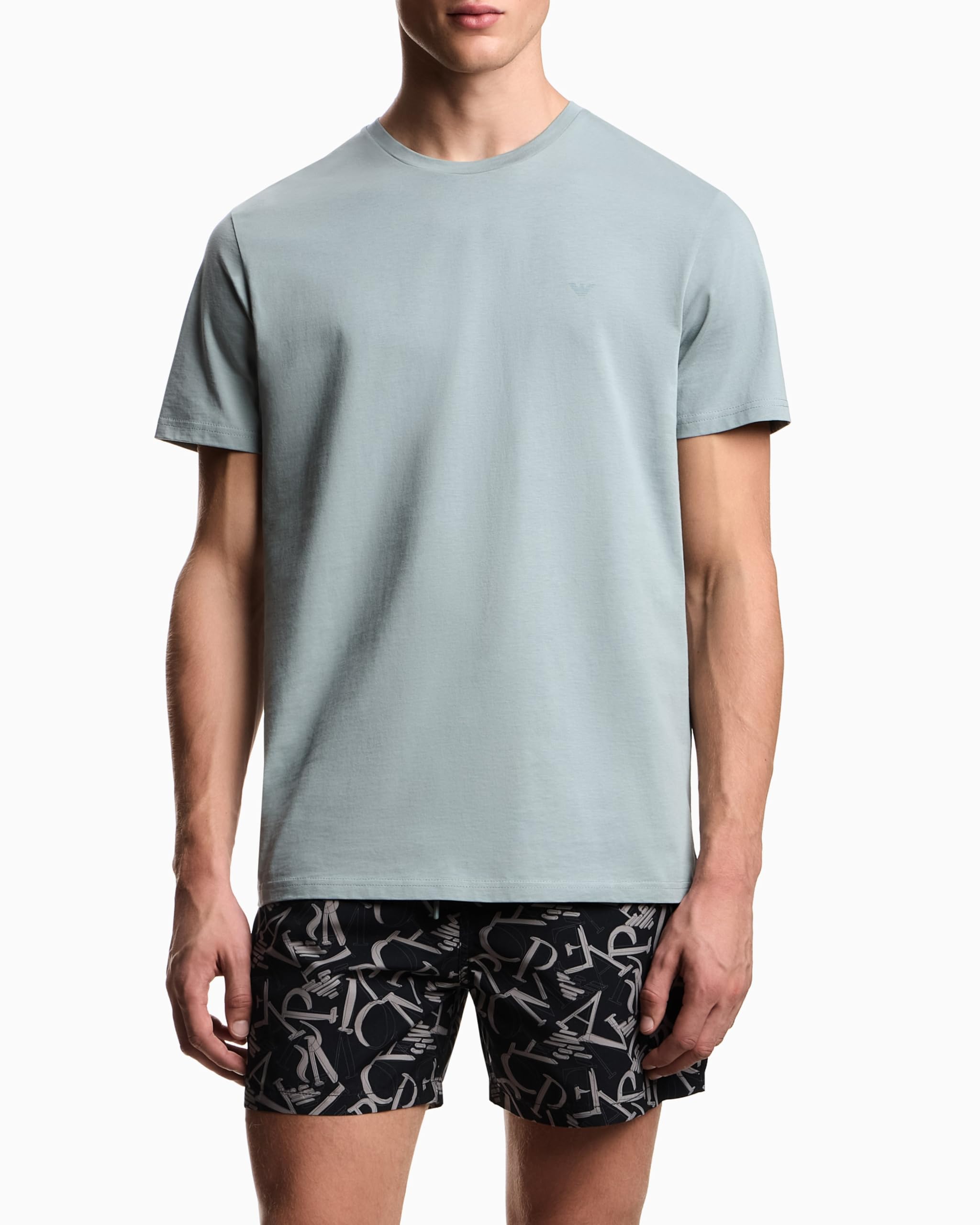 EMPORIO ARMANI T-Shirt Girocollo da Uomo con Stampa Blu L