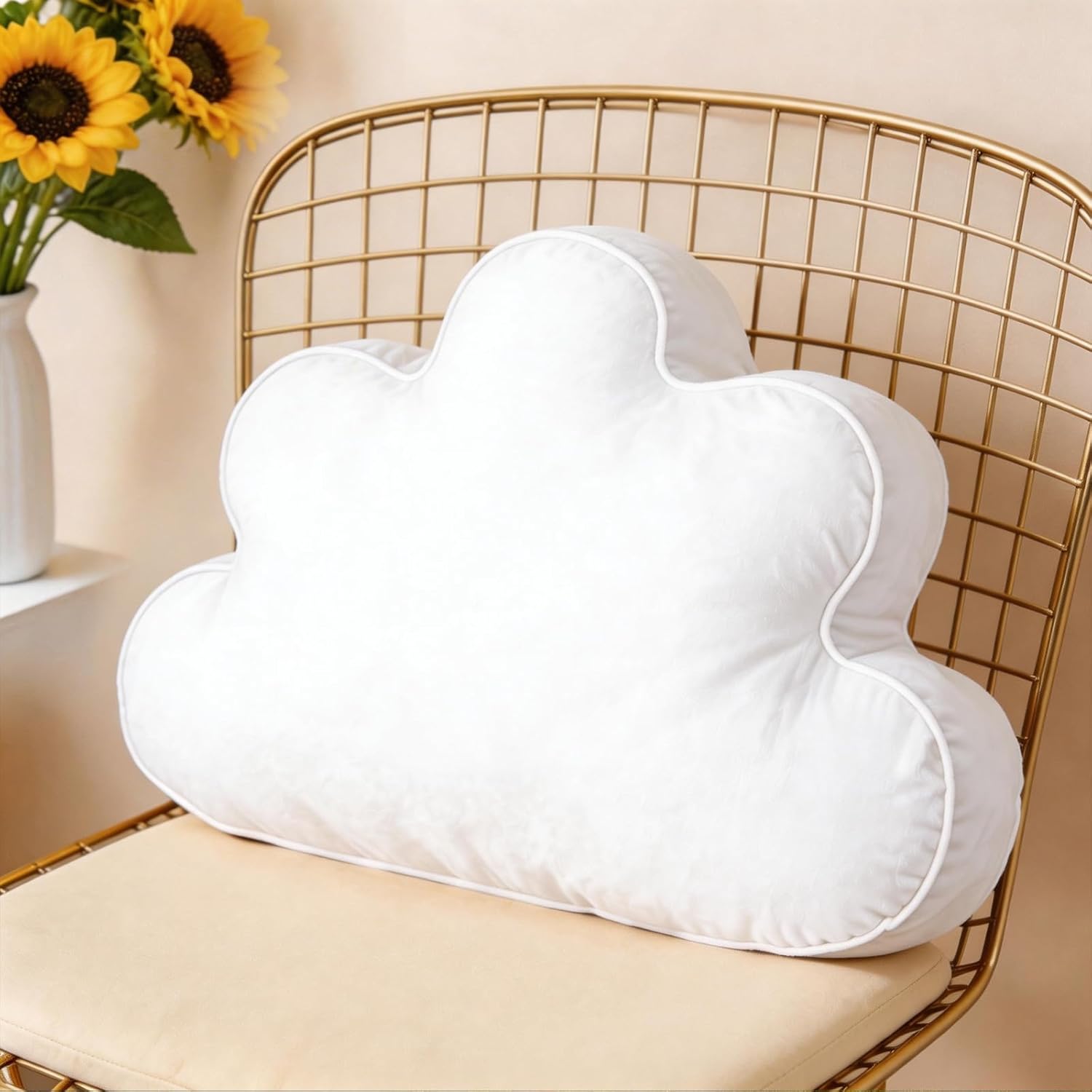White Cloud Pillow 22 Inch Soft Velvet Decorative Cushion Bed Couch Chair Nursery Living Room Bedroom Decor