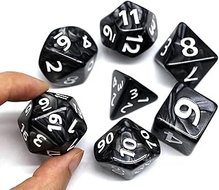 HD Dice- DND Dice Set 25mm RPG Dice for Dungeons and Dragons D&D Pathfinder MTG Role Playing Dice Giant Black Polyhedral Dice with Dice Bag