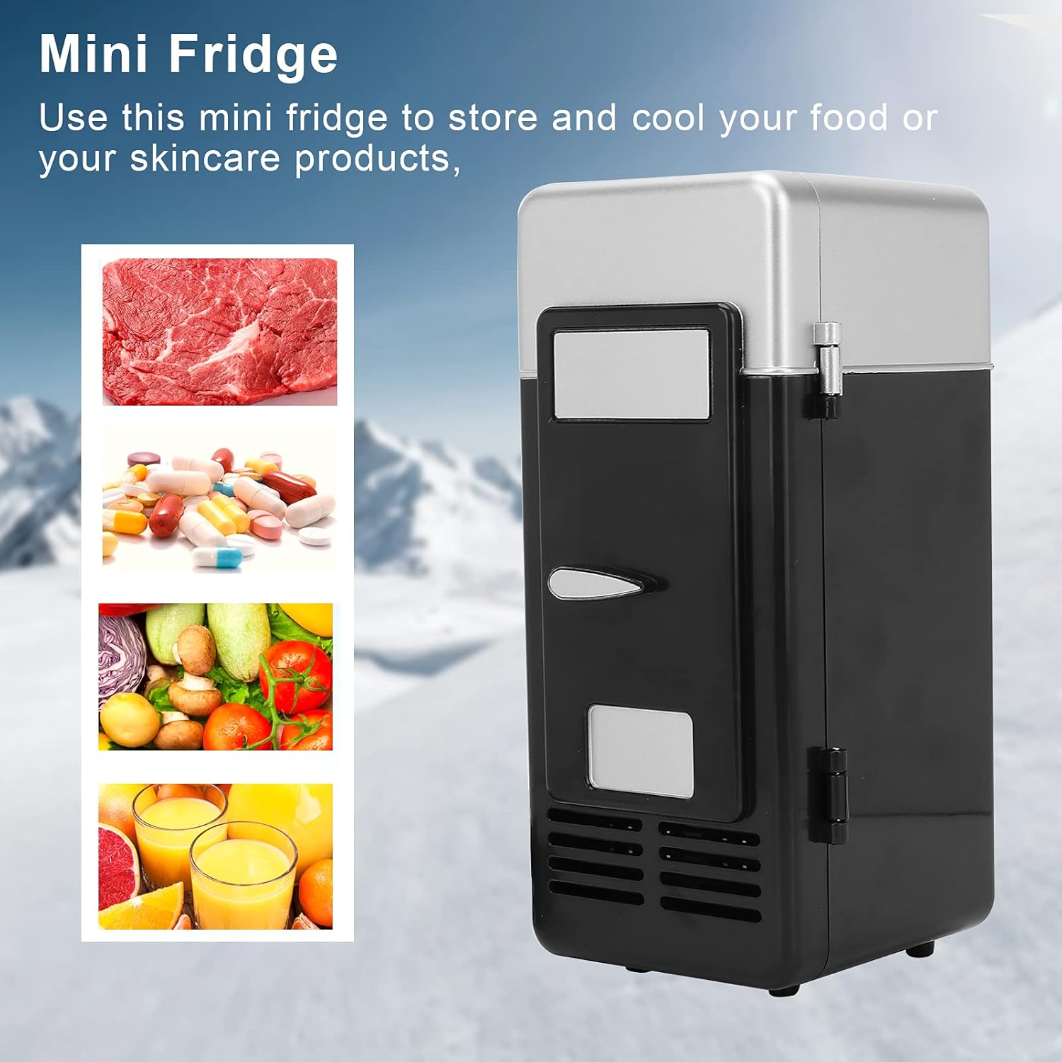 Small Refrigerator, Mini USB Fridge Compact Cooler Foods Skin Care Product Storage Small Refrigerator