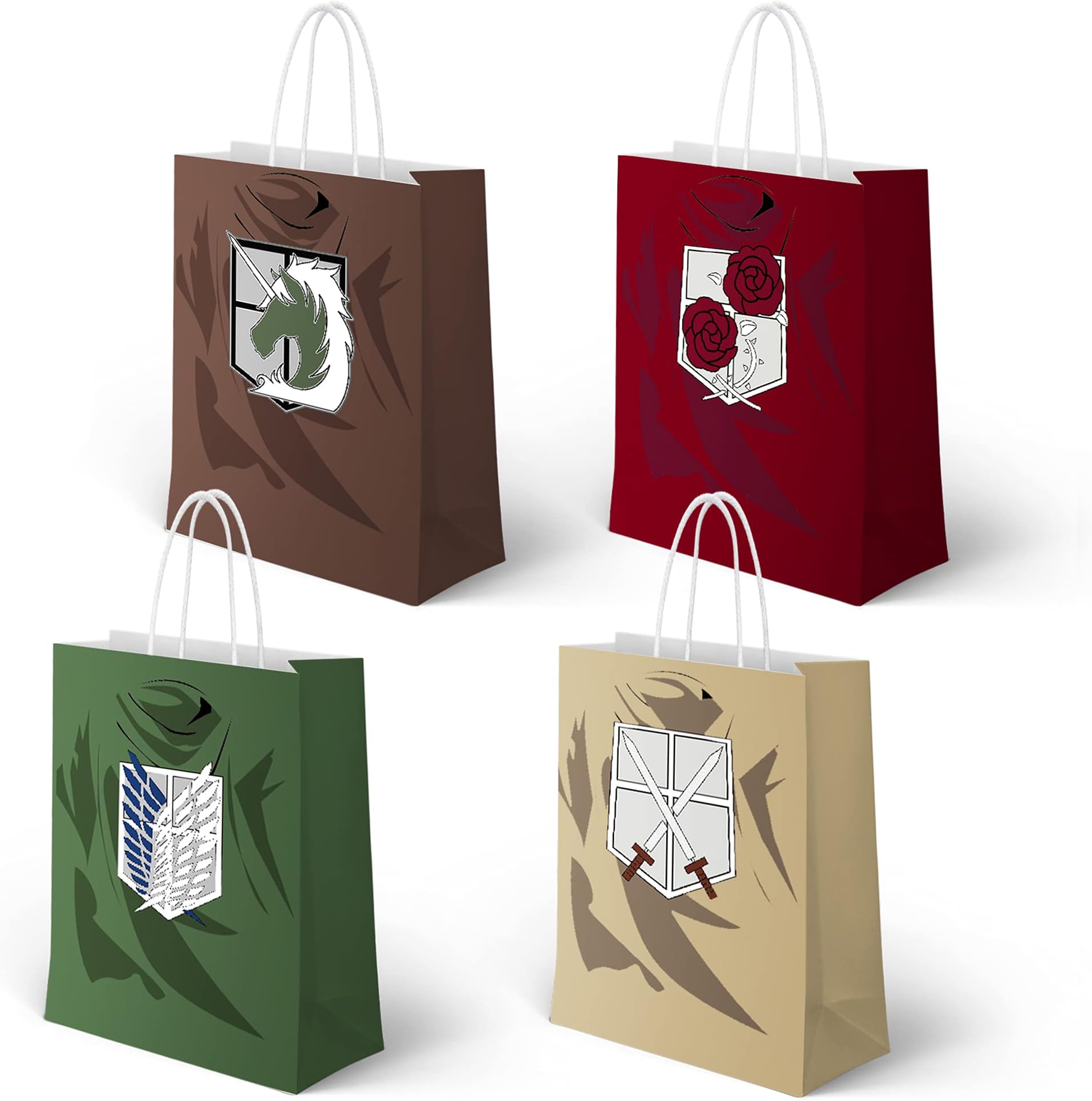 16 Pcs Party Paper Gift Bags, 4 Styles Kraft Party Favor Bags with Handles for Party Decorations, Goody Bags Candy Gift Bags for Boys Girls Birthday Party Supplies