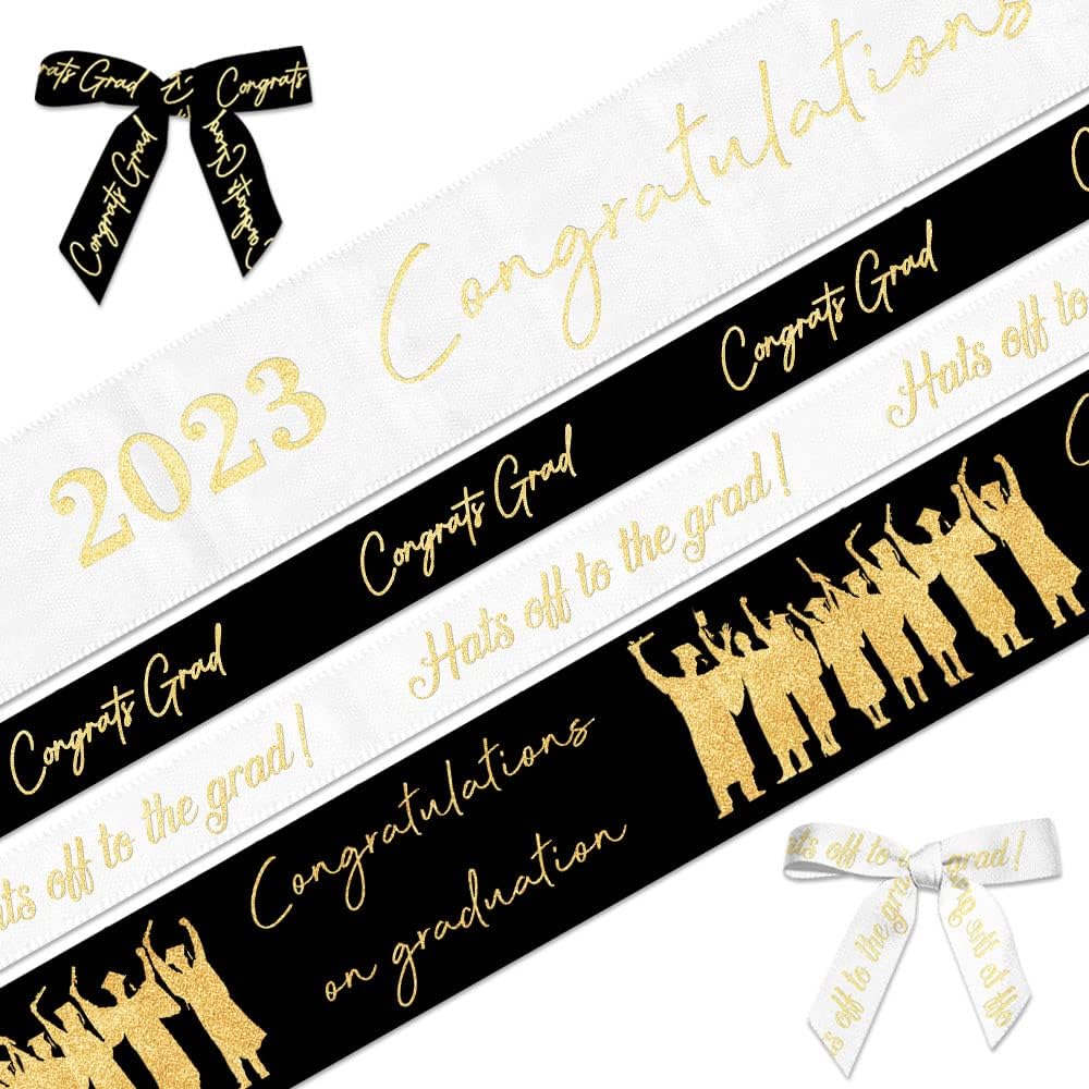 Hying 4 Rolls 2023 Graduation Ribbons for Wrapping Gifts