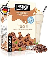 Instick Sugar Free Instant Drink – Type Iced Coffee – 1 Pack for 12 x 0.25–0.5 L – Vegan, Low Calorie with Vitamin C, Flavoured, Instant Drink Powder, Flavour for Milk or Water