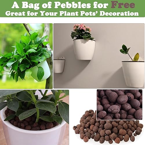 Miniatura 2 de 5 paquetes de macetas de riego automático para colgar en la pared de 7.3 pulgadas, macetas grandes de plástico montadas en la pared, macetas de