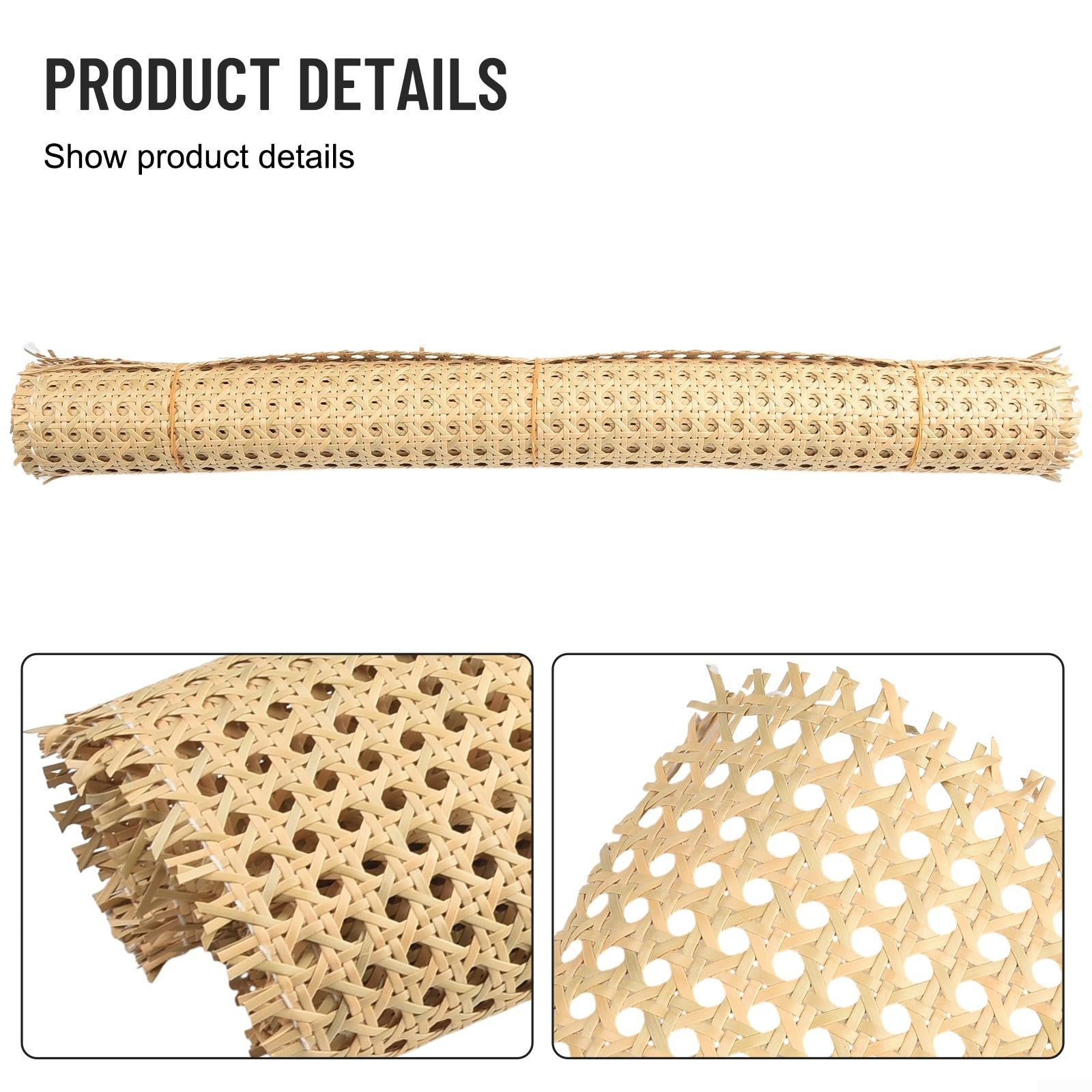 Rattan-Netz-Rolle, natürliches Rattan-Rohr-Gurtband für Möbel, Stühle, Schränke, Decken (45 x 200 cm)