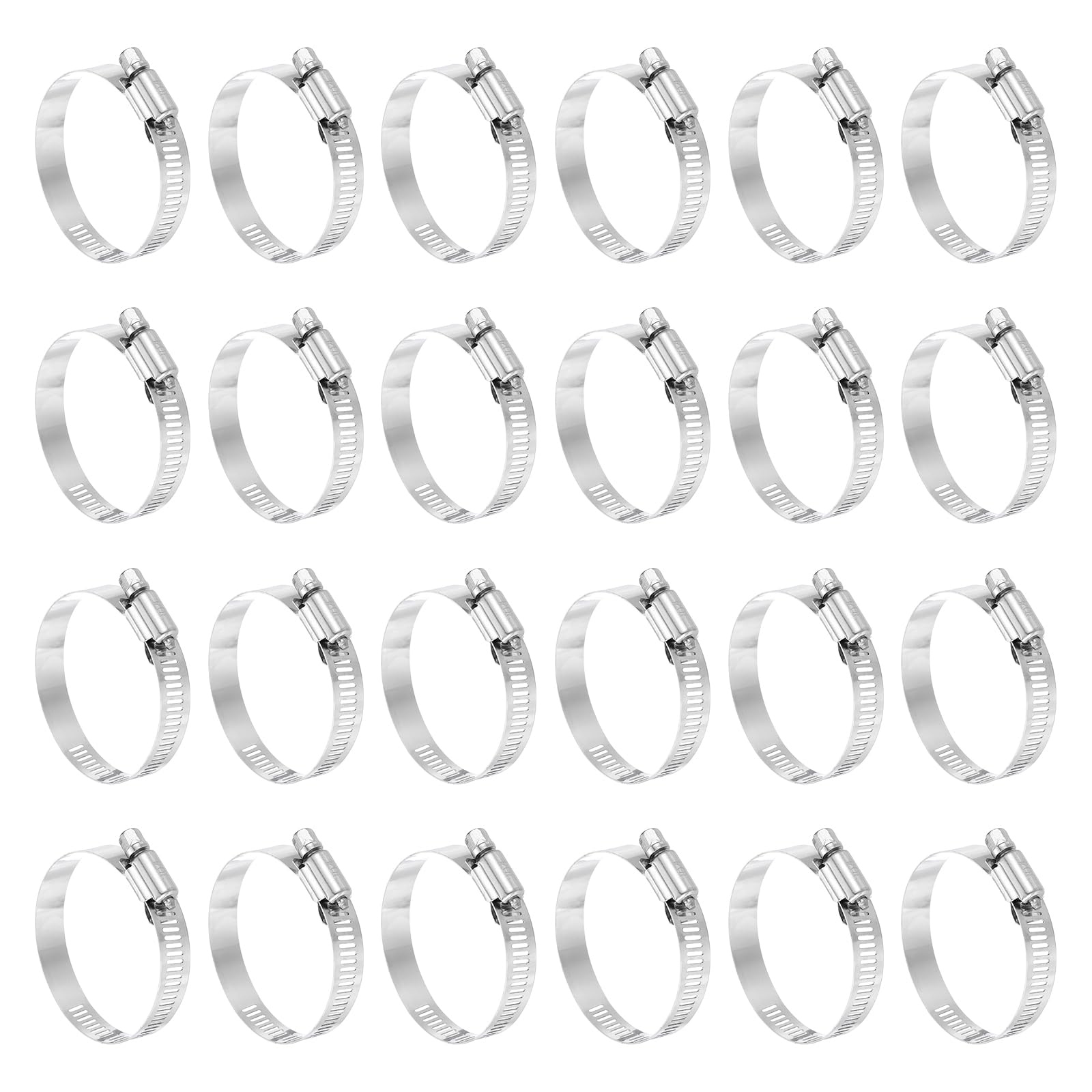sourcing map 25 Pcs Hose Clamp 1-9/16"-2-1/2" (40-63mm) 304 Stainless Steel Adjustable Worm Gear Hose Clamp Assortment Kit for Fuel Line Pipe Plumbing Automotive Tube Mechanical