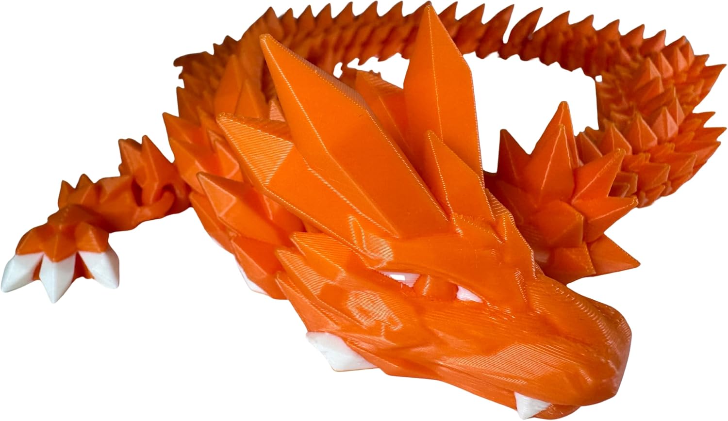24" Deluxe 3D Printed Crystal Dragon – Flexible Articulating and Large Size at 24 inches (Orange)