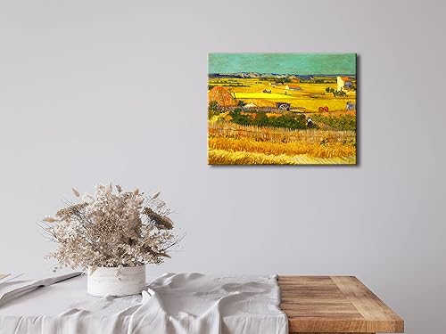 Miniatura 2 de Wieco Art Cosecha en La Crau con impresiones en lienzo de Mont Majour de Van Gogh, famosas pinturas al óleo, reproducción de cuadros rurales