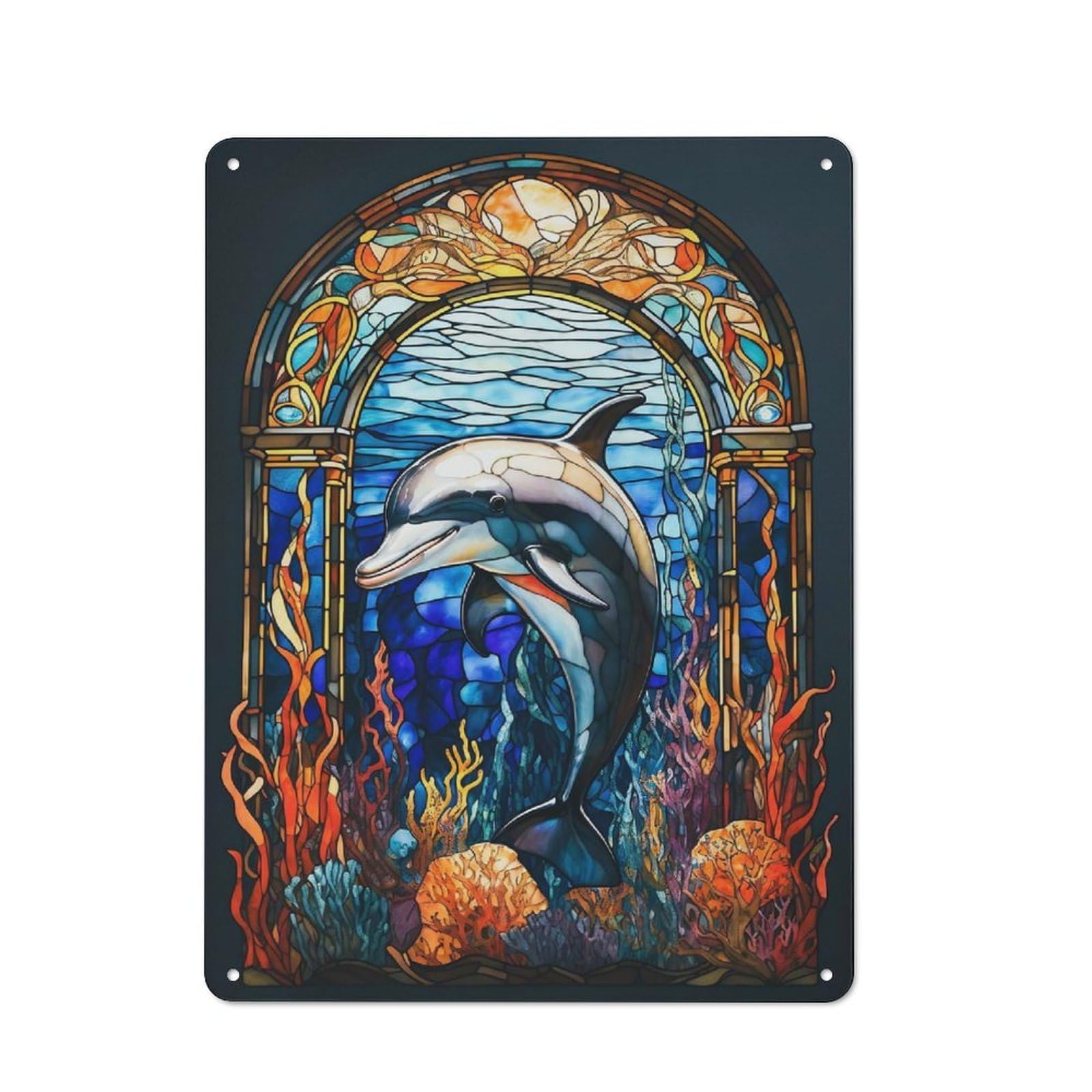 Dolphin Vintage Metal Sign 40x30cm for Hobby Room Or Studio, Housewarming Present for People Styling Hobby Room And Studio