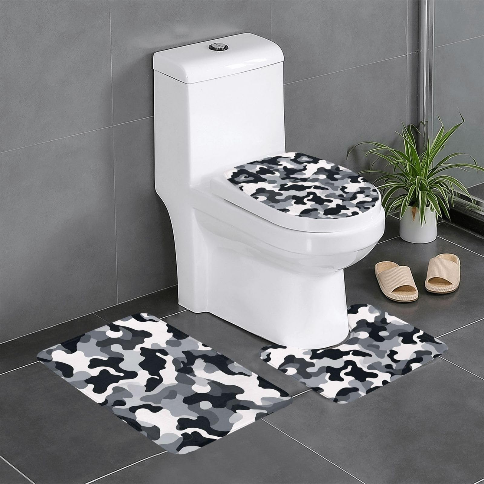 Tapis de contour toilettes et tapis de bain ovale rectangulaire lot de 3